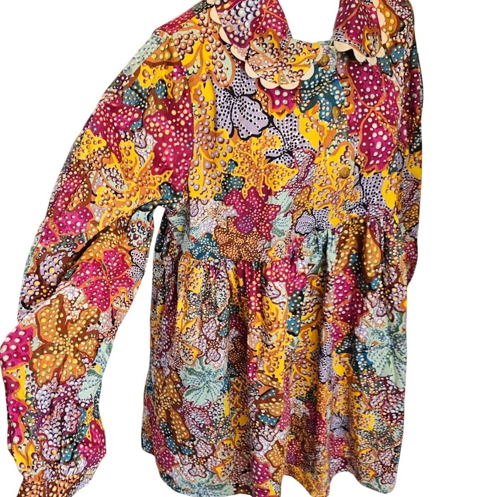 Kika Vargas x Target Floral Babydoll Dress‎ L Scallop Collar Puff Sleeve Cotton - Picture 6 of 12